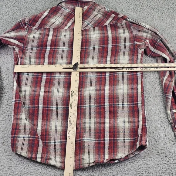 Ariat Shirt Mens Medium Red Plaid Flannel Western Pearl Snap Long Sleeve Retro - Picture 6 of 9